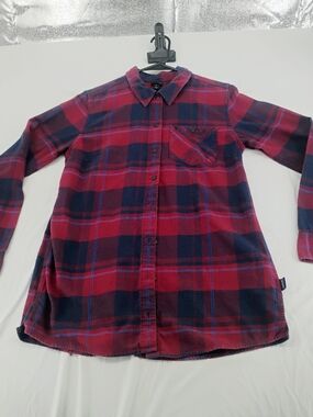 Red & Navy Plaid Button-Up Shirt